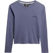 Superdry for woman. W6012108A Essential Logo Rib T-shirt blue (XL), Casual, Cotton, Long sleeve
