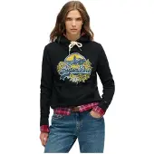 Superdry for woman. W2012535A Black Floral hoodie (M), Casual, Cotton, Long sleeve