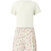 Hunkemoller Pj Ss Short Vis Daisy - Green - XL