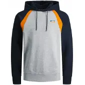 Jack & Jones Collegepaita 'JCOFly' yönsininen / meleerattu harmaa / oranssi