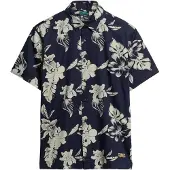 Superdry for man. M4010947A Blue Hawaiian print shirt (L), Casual, Modal, Short sleeve, Navy