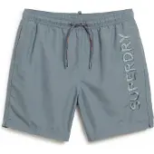 Superdry for man. M3010227A Premium embroidered swimming costume grey (S), Beachwear, Sustainable, Recycled polyester