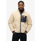 Superdry for man. M2014141A Vintage Retro beige full zip fleece lining (XXL), Casual, Polyester