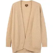 GOBI Cashmere Neuletakki 'Ajour Knit Open-Front Cashmere Cardigan' beige