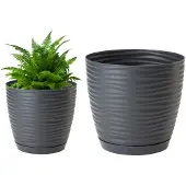 Form-Plastic Antrasiittinen muovinen kukkaruukku pohjalla 26.5x24.5cm
