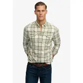 Superdry for man. M4011122A Merchant Lite Check Shirt green (M), Casual, Cotton, Long sleeve