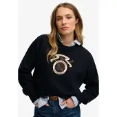 Superdry for woman. W2012579A Sweatshirt Crest navy (S), Casual, Cotton