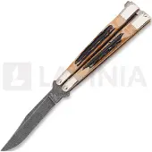 Bear & Son Balisong Damascus Stag perhosveitsi
