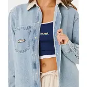 Rip Curl Surf Side Relaxed Denim Shirt - Blue - M
