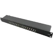Logilink NP0076, 10 Gigabit Ethernet, RJ-45, Cat6a, 1U, Musta, Metalli