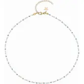 Dark Glass Bead Necklace Light Blue Mix 2mm