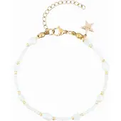 Dark Glass Bead Bracelet Mop Star & Pearls Off White