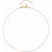 Dark Glass Bead Necklace Light Rose Mix 2mm