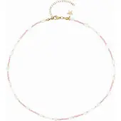 Dark Glass Bead Bracelet Mop Star & Pearls Light Rose