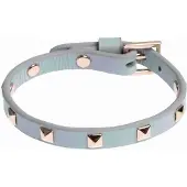 Dark Leather Stud Bracelet Mini Cool Blue