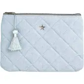 Dark Terry Quilted Small Pouch Cool Blue & Milieu Green