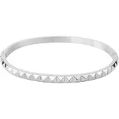 Dark Stud Bangle Thin Silver