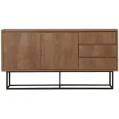 Norda Design Moderni Konsolipöytä, 3 Laatikkoa Ja Hyllyt, Pähkinä & Musta, 140 Cm | 100 % Melamiini, Metallijalat