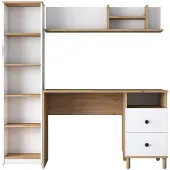 Skye Decor Moderni Opiskelupöytä, Pähkinä Ja Valkoinen, 120 X 50 X 161,8 Cm | 100 % Melamiinipinnoitettu, 18 Mm Paksu | Tyylikäs Ja Käytännöllinen