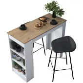 Skye Decor Moderni Keittiöpöytä, Pähkinä & Valkoinen, 120 X 100 X 50 Cm | 100 % Melamiinipinnoitettu, 18 Mm Paksu | Tyylikäs & Toimiva