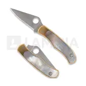 Spyderco Bug C133AP Satin 12C27, Nickel Silver Abalone, keychain pocket knife