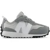 New Balance unisex for kids. I327V1_KL 327 New-B Hook & Loop leather trainers, grey (27.5), Flat, Suede, Velcro, Sport, children's fashi