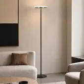 LUCANDE Led uplight lattiavalaisin Raymond , himmennettävä, Musta, Olohuone/ruokailutila, Metalli, Moderni