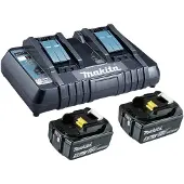 Makita - Akkulaturi + akku 2 x - Li-Ion - 5 Ah - 2 x akkujen laturi