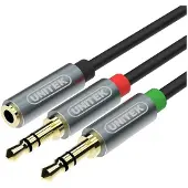 UNITEK Jack 3.5mm - Jack 3.5mm x2 cable 0.2m silver (Y-C957ABK)
