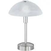 TRIO Donna LED pöytävalaisin 30cm 4,5W 3000K harjattu teräs/alabasteri