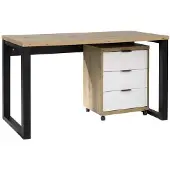 ADRK Furniture Kirjoituspöytä Biurko Maro I, musta/ruskea/valkoinen