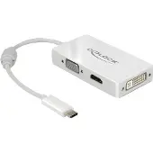 DeLOCK 63924, USB Type-C, 3840 x 2160 pikseliä, Valkoinen, 60 Hz, 0,13 m, Windows 10, Windows 7, Windows 8.1