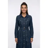 Gant Belted Denim Midi Dress - Navy - 40