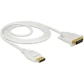 DeLOCK – Cable Displayport 1.2 male > DVI 24+1 male passive 2 m white (83814)