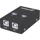 Manhattan USB-A automaattinen jakokytkin, 2x USB-B-porttia, 480 Mbps (USB 2.0), kaksoisohjaus (automaattinen tunnistus tai manuaalinen), USB-virtalähd