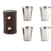 Kikkerland Shot Glasses With Leather Case