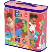 Mega Bloks Bloks First Builders Big Building Bag Toy Blocks With Storage Bag (60 Pieces) For Toddler - Pink - ONE SIZE