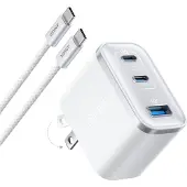Anker 70W Nano Charger, GaN-verkkovirtalaturi, 2x USB-C, USB-A, valkoinen