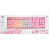 Deltaco GAM-021-RGB-P-DE, Täysikokoinen (100 %), Langallinen, USB, Kalvokytkin, QWERTZ, Vaaleanpunainen