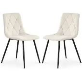 Hobby Hall 2 kpl samettisia tikattuja ruokatuoleja MILO – beige, mustilla jaloilla