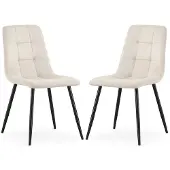 Hobby Hall 2 kpl samettiverhoiltuja tikattuja NERO-tuoleja – beige, mustilla jaloilla