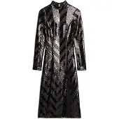 Superdry for woman. W8011850A Black Chevron Open-Back Dress (S), Party, Polyester, Long sleeve