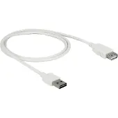 DeLOCK 85199, 1 m, USB A, USB A, USB 2.0, Uros/naaras, Valkoinen