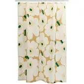 Marimekko Unikko suihkuverho Sand-off white-hay-emerald