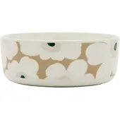 Marimekko Oiva Unikko -tarjoilukulho 1,5 l, valkoinen/beige/hiekka/tummanvihreä