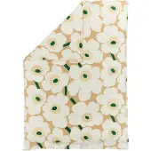 Marimekko Unikko pussilakana 150x210 cm Sand-off white-hay-emerald