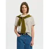 Selected Slwessential Ss Striped Boxy Tee Noos - Cream - XXL