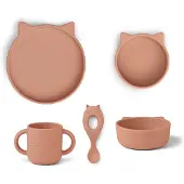 Liewood Vivi servissetti silikoni 4 osaa Cat dark rose