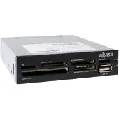 Akasa USB 2.0 minneskortläsare, intern, 3,5", 6 slot,svart/beige fron