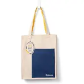 IF Bookaroo tummansininen ja keltainen puuvillakassi